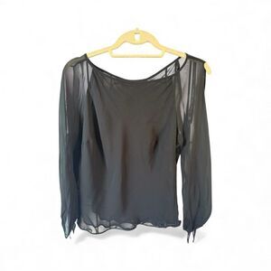 Stunning Nicole Miller Collection NWT Silk Sheer Split Sleeve Top Size 8